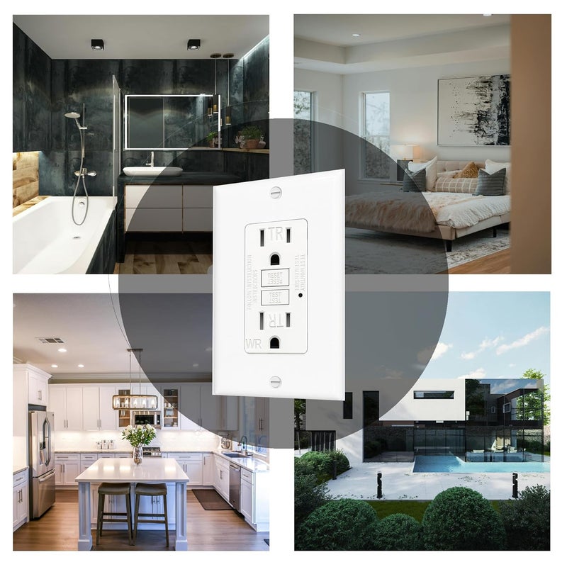 LOONAVA (15 AMP - 10 Pack) GFCI Outlet WR White – Tamper Resistant, Weather Resistant GFI Receptacle with Self-Test, LED Indicator,UL Listed, Easy Install – Ground Fault Outlet for Outdoor Use & Bathroom - Image 3